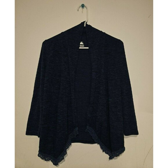 Justice Blue Lace Hem Open Front Cardigan Sweater 8 - Picture 1 of 4